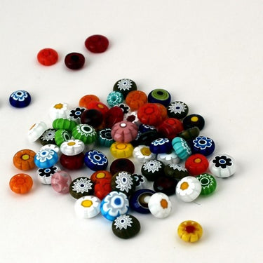 Burnt Millefiori Transparent, 10-12mm, 100g ca. 90 st