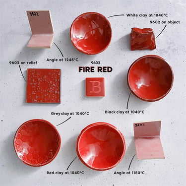 Lergodsglasyr 9602 Eldröd