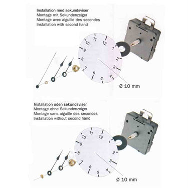 Quartz Urverk För Väggklocka Max 12mm Glas