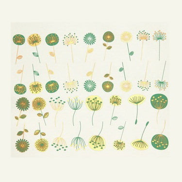 Decals, Moderna Blommor Smaragdgrön/Guld