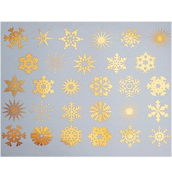 Dekaler för fusing , små snöflingor, guld, 12,7x10,8cm