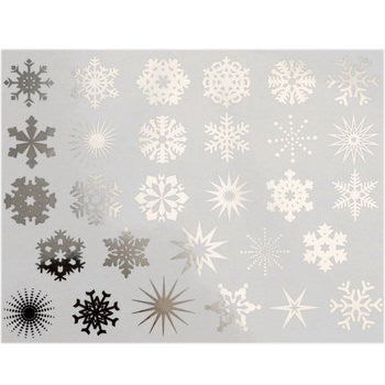 Dekaler för fusing , Små snöflingor, Silver, 12,7x10,8cm